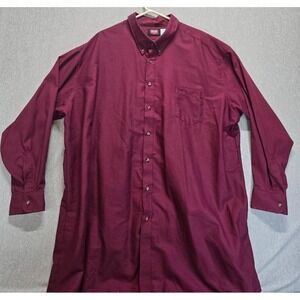 Red Kap Poplin Dress Shirt Men 4XL-367 Red Button Down Wrinkle Free Work Uniform